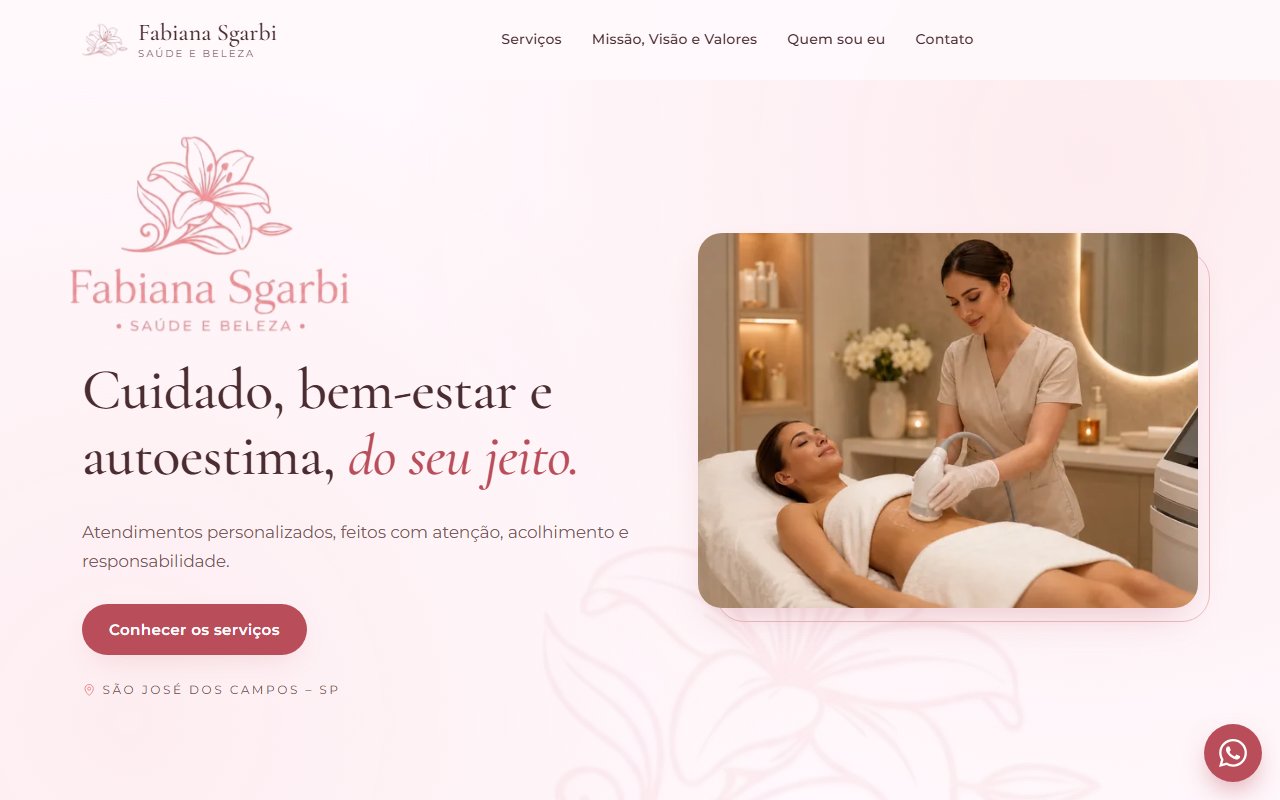 Captura de tela do site Fabiana Sgarbi