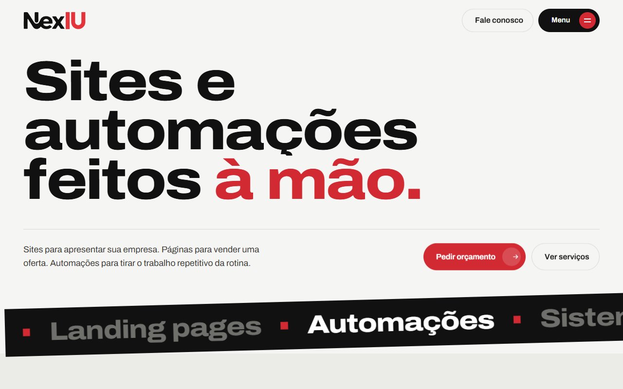 Captura de tela do site NexIU